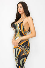 Load image into Gallery viewer, Crossed Back Marble Print Multicolor Midi Dress