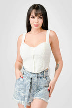 Load image into Gallery viewer, Crinkle Stretch Knit Sweetheart Hooked Bustier Cropped Top