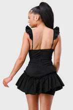 Load image into Gallery viewer, Sweetheart With Drawstring Bow Cutout Ruffled Flutter Sleeves Mini Dress