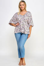Load image into Gallery viewer, Floral V-neck Babydoll Balloon Slv Top
