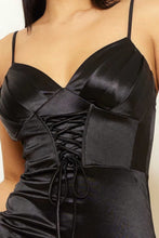 Load image into Gallery viewer, Satin Caged Waist Maxi Dress