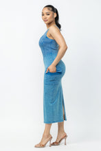 Load image into Gallery viewer, Acid Washed Cargo Midi Dress