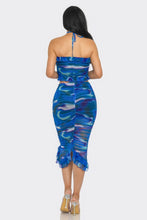 Load image into Gallery viewer, Tropical Waters Print Mesh Ruffle Halter Skirt Set