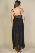 Load image into Gallery viewer, Plunge Neck Split Thigh Mesh Maxi Dress