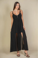 Load image into Gallery viewer, Plunge Neck Split Thigh Mesh Maxi Dress