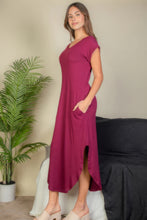Load image into Gallery viewer, Hidden Pocket Batwing Sleeve V Neck Long Dress