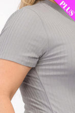 Load image into Gallery viewer, Plus Size Ribbed Short Sleeve Bodysuit