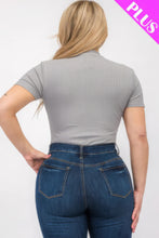 Load image into Gallery viewer, Plus Size Ribbed Short Sleeve Bodysuit