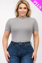 Load image into Gallery viewer, Plus Size Ribbed Short Sleeve Bodysuit