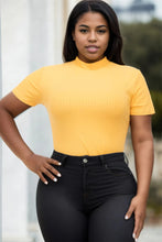 Load image into Gallery viewer, Plus Size Ribbed Short Sleeve Bodysuit
