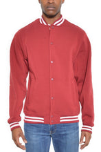 Load image into Gallery viewer, Mens Fleece Snap Button Varsity Jacket