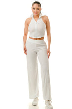 Load image into Gallery viewer, Crinkle Wide Pants Set Zipper