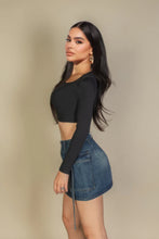 Load image into Gallery viewer, Solid Rib Knit Square Neck Long Sleeve Top