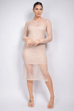 Load image into Gallery viewer, Lace Rhinestone-studded Slit Midi Dress