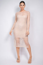 Load image into Gallery viewer, Lace Rhinestone-studded Slit Midi Dress