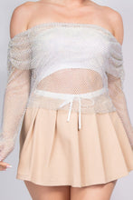 Load image into Gallery viewer, Shirred Off-shoulder Fishnet Top