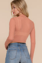 Load image into Gallery viewer, Long Sleeve Mock Neck Mesh Top