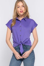 Load image into Gallery viewer, Short Slv Front Tie Stretch Ity Top