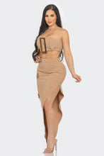 Load image into Gallery viewer, Front Eyelet Buckle Belt Top And Skirt Set