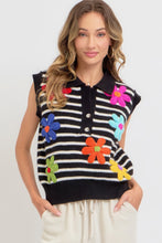 Load image into Gallery viewer, Flower Patch Stripe Knit Top