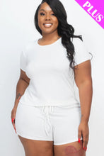 Load image into Gallery viewer, Plus Size Ribbed Short Sleeve Top&shorts Set