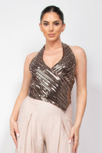 Load image into Gallery viewer, Surplice Halter Sequin Top