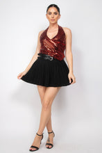 Load image into Gallery viewer, Surplice Halter Sequin Top