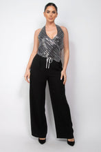 Load image into Gallery viewer, Surplice Halter Sequin Top
