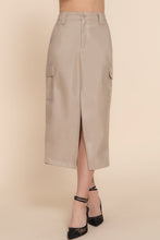 Load image into Gallery viewer, Faux Leather Midi Cargo Skirt