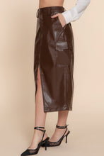 Load image into Gallery viewer, Faux Leather Midi Cargo Skirt