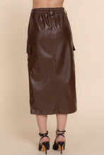 Load image into Gallery viewer, Faux Leather Midi Cargo Skirt