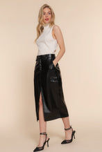 Load image into Gallery viewer, Faux Leather Midi Cargo Skirt