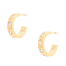 Load image into Gallery viewer, 14k Rhinestone Hoop Gold Dipped Earring