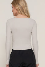 Load image into Gallery viewer, Long slv sweetheart neck seam detail knit top