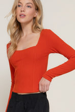Load image into Gallery viewer, Long slv sweetheart neck seam detail knit top
