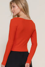 Load image into Gallery viewer, Long slv sweetheart neck seam detail knit top