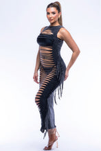 Load image into Gallery viewer, Fringe Cut Out Maxi Dress