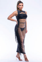 Load image into Gallery viewer, Fringe Cut Out Maxi Dress