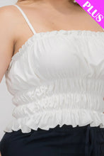 Load image into Gallery viewer, Plus Size Tiered Shirred Body Crop Top