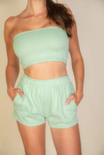 Load image into Gallery viewer, Simple Solid Color Tube Top And Shorts Two Piece Set