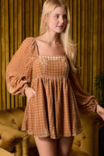 Load image into Gallery viewer, Velvet Long Sleeve Square Neck Flowy Romper