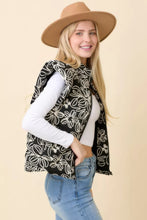 Load image into Gallery viewer, Floral Velvet Embroidered Denim Puffer Vest
