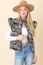 Load image into Gallery viewer, Floral Velvet Embroidered Denim Puffer Vest