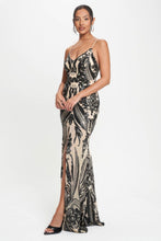 Load image into Gallery viewer, Spaghetti Strap Art Deco Sequins Maxi Dress