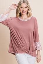 Load image into Gallery viewer, Animal Print Contrast Bell Sleeves Fashion Top With Gathered Front Hem