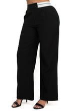 Load image into Gallery viewer, High-rise wide elastic contrast waist pants