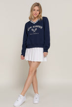 Load image into Gallery viewer, Long slv v-neck embroidered sweatshirt