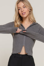Load image into Gallery viewer, 2-way zip closure sweater hoodie cardigan