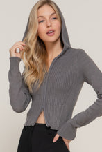 Load image into Gallery viewer, 2-way zip closure sweater hoodie cardigan