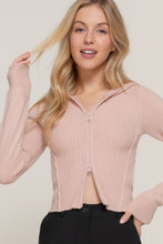 Load image into Gallery viewer, 2-way zip closure sweater hoodie cardigan